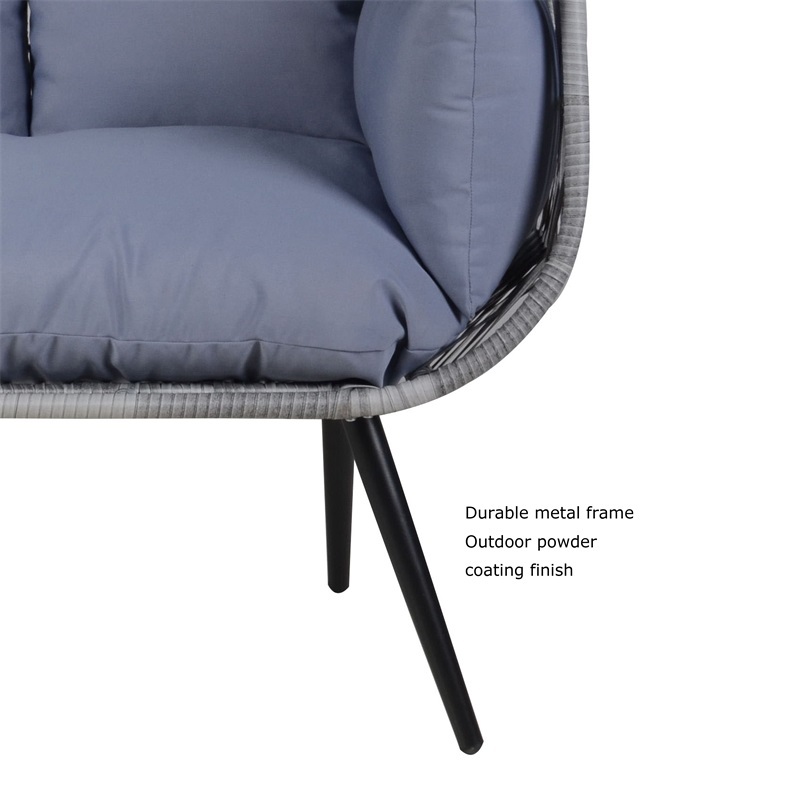 Yoho 2 seat Aluminum rattan frame standing chair with waterproof cushion