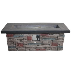 Gas fireplace outdoor stone look fire place backyard party fire pit
