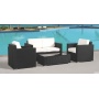 Outdoor All weather faux rattan sofa set Luxury Modern wricker rattan chair Patio benches with table