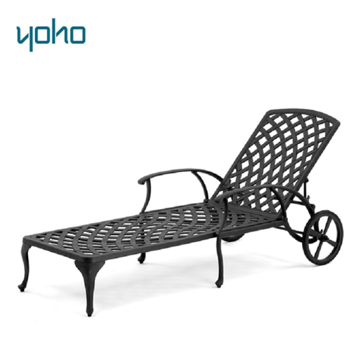 Modern Outdoor Metal Chaise Lounge Sun Lounger Cast Aluminum Outdoor Wheel Beach Outdoor Furniture Swimming Pool Chaise Lounge