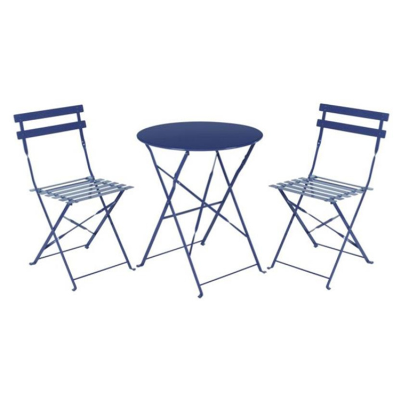 3pcs Outdoor Metal Table And Chair Folding Garden Bistro Set