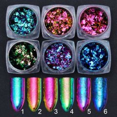 1 Box Chameleon Sequins Colorful Irregular Glitter Paillette Nail Flakes Powder for Cosmetics Nail Art