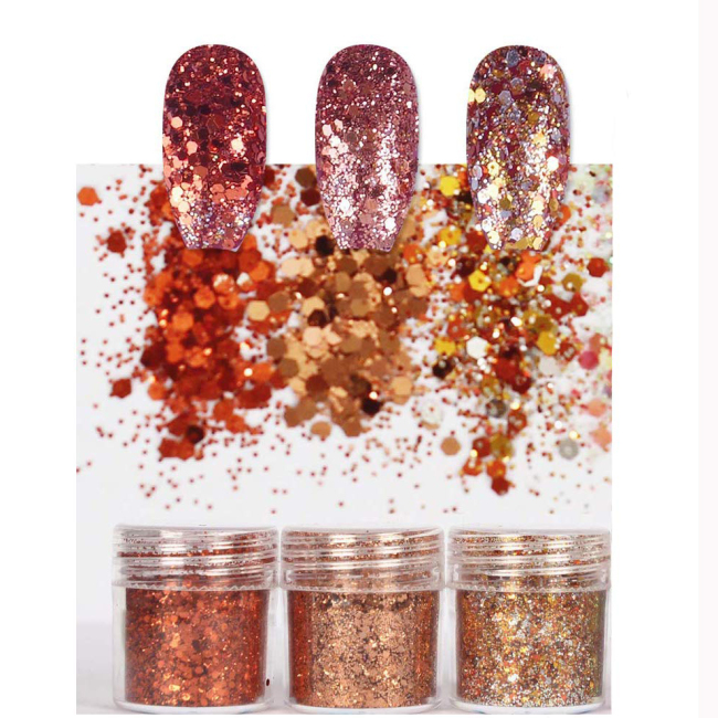 12 Colors OEM service Nail Art Acrylic Nails Glitter Mixed Chunky Glitters Powder Flakes for Cosmetic Eyes Body Hair diy crafts