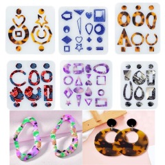 Earrings earrings pendants geometric figures diy handmade epoxy jewelry mirror epoxy resin silicone mold for Crafts DIY Handmake