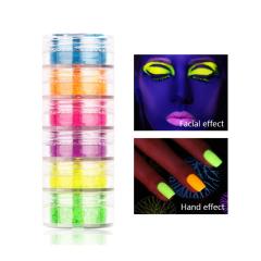 6 Colors Bright True Colors Nail Glitter Set Fluorescent Powder Neon Pigment Eyeshadow Powder for Make up Eyeshadow nail Arts
