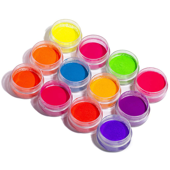 12 boxes Colorful Fluorescent color Nail Pigments Powder Nail Polish Dust for DIY Slime Bath Bomb Dyes Paint Nail Art
