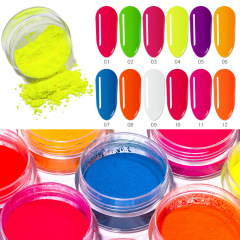 Free sample 12 colors Neon Pigment Bright Colorful private label custom Fluorescent Nail powder for Eyeshadow nail polish Arts