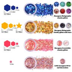 12 color oem glitter acrylic powder 10g/Jar Mixed Chunky Glitters Powder Flakes for Shiny Sticker Nails Face Body diy crafts