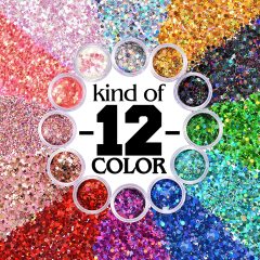 12 colors dipping cosmetic grade glitter powder for nail art Glitter diy decoration Stuff Sequins Powder