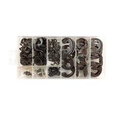 TC-1009 300pc E-Clip black alloy external retaining ring kit stainless steel clips assortment