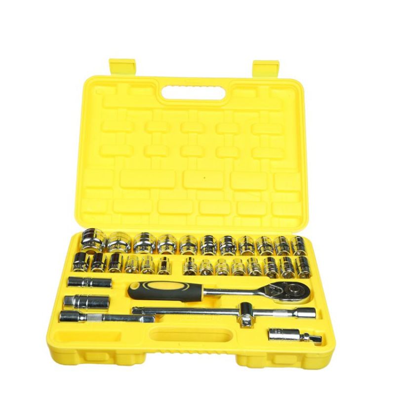 32 PC Hand Tools Kit Yellow Handle Socket Set