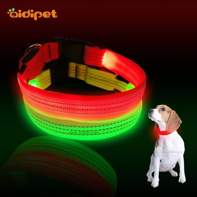 Buena calidad, venta al por mayor, Collar de perro con luz Led, Collar recargable por USB para mascotas, Collar reflectante para perros