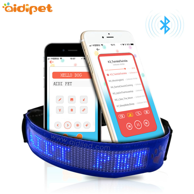 Led Programmable Dog Collar with Screen Display Dog Collar APP Control Anri-lost Led Dog Collar Rechargeable