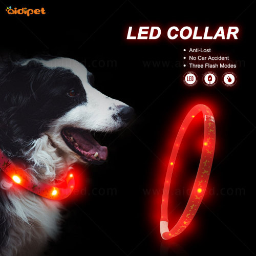 Collar de perro Collar para perros Promocional Cheap Plaid Cotton led night collar C8