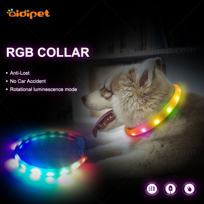 Safernite seguro para la noche collar de perro led, led con luz RGB, collar de perro led