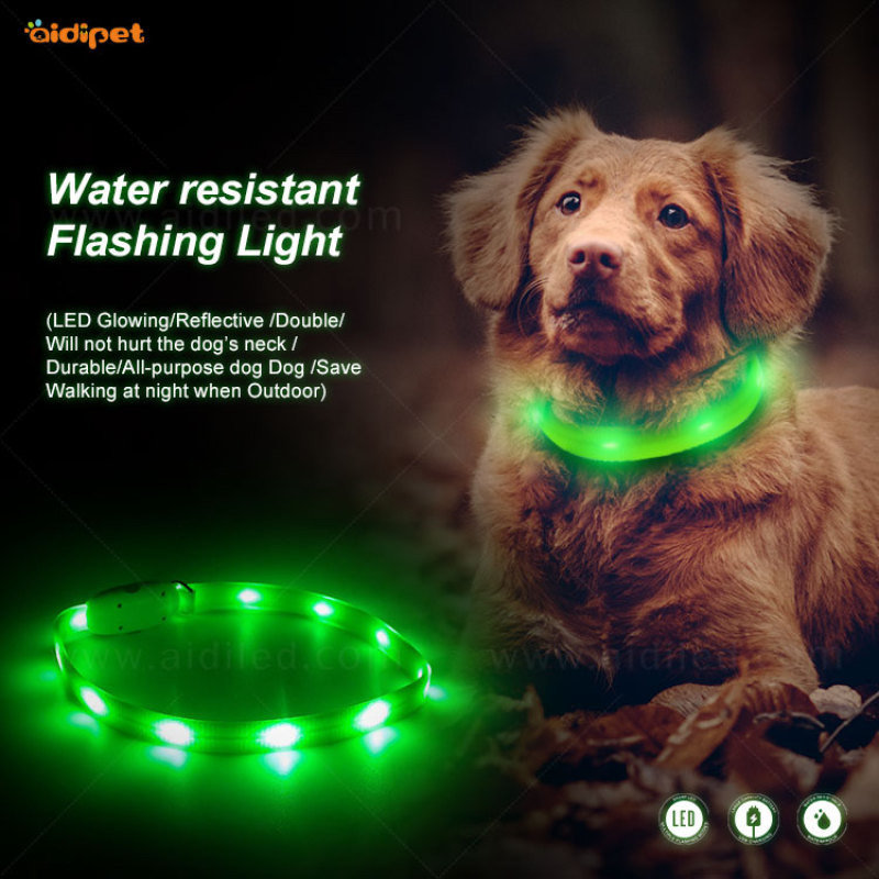 3 modos de parpadeo Impermeable Iluminar Collar de perro Etiquetas de luz intermitente Collar de perro Led