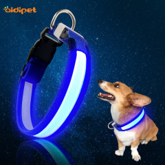 Collares Led para mascotas, collar de perro con carga Usb Led antipérdida de noche, Collar luminoso de nailon intermitente para mascotas, gatos y perros