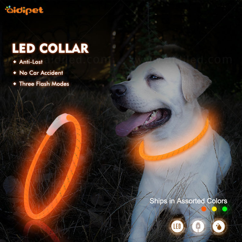 Collar de perro LED Collar ajustable Venta al por mayor USB recargable C2 Collar de perro LED