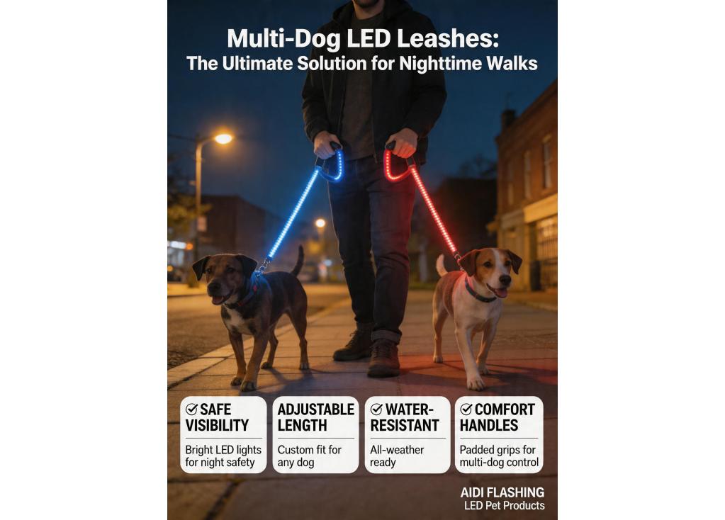 Are there LED leashes designed for walking two or more dogs simultaneously?