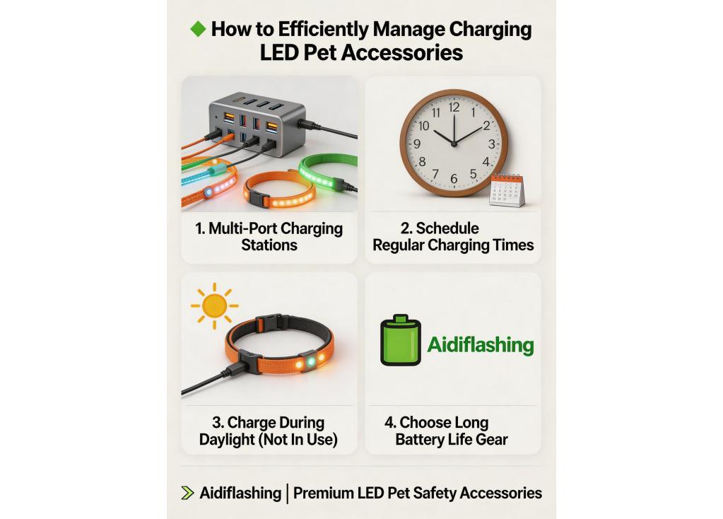 How do I manage charging multiple LED pet accessories efficiently?