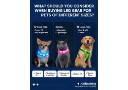 What should I consider when buying LED gear for pets of different sizes?