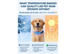 What temperature ranges can quality LED pet gear typically operate within?