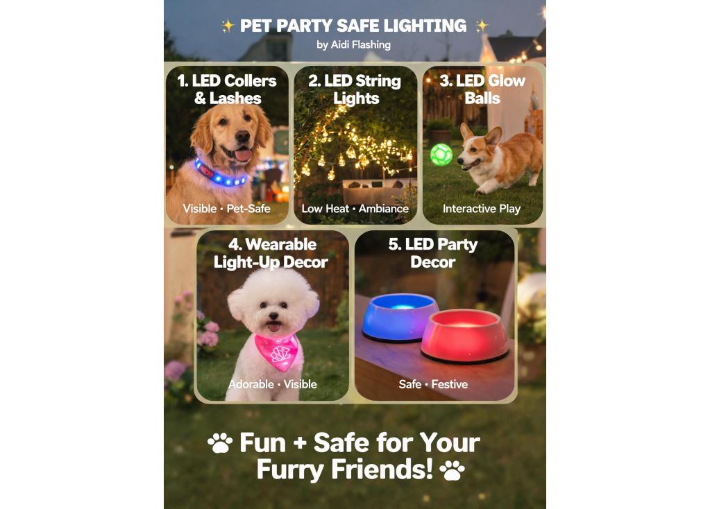 What are fun yet safe lighting options for pet parties or events?