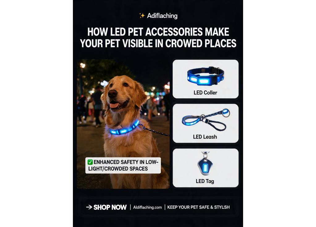 How can LED accessories make my pet more visible in crowded places?