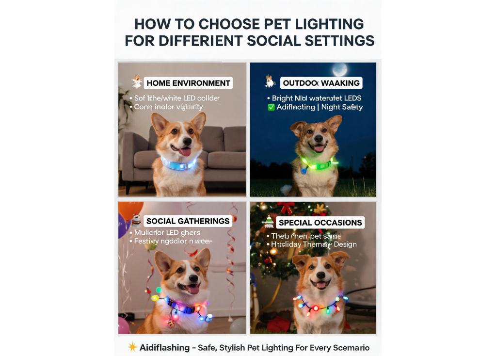 How do I choose pet lighting that's appropriate for different social settings?