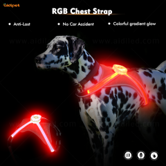 Ремешок для собак с подсветкой RGB для безопасности домашних животных Многоцветный жилет для домашних животных Аккумуляторная привязь USB