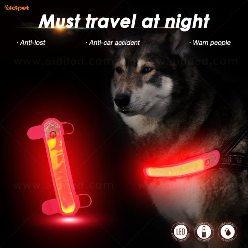 2021 Accesorios para perros Cubierta de cuello iluminada Spandex Collar para mascotas y correa de luz LED acoplables