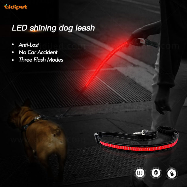 Nueva llegada Light Up Leash iluminando led perro Nylon Pet leash Correa ajustable para perro con Led