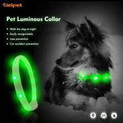 USB Wiederaufladbares wasserdichtes LED-Hundehalsband Licht in dunklem ECO-Silikonhalsband für Hunde