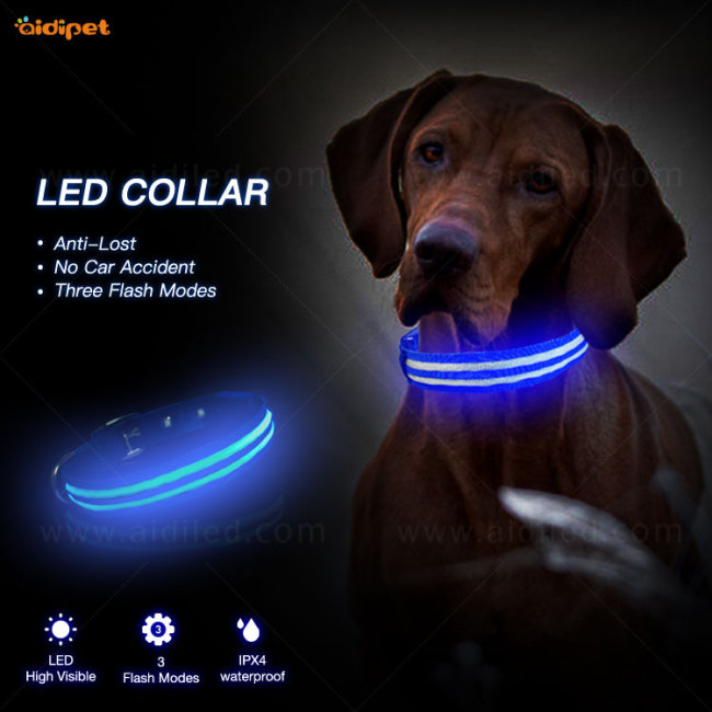 Heimtierbedarf LED Hundehalsband Leinen Haustier Hund Katze Welpe Sichere leuchtende blinkende Halskette aidiflashing