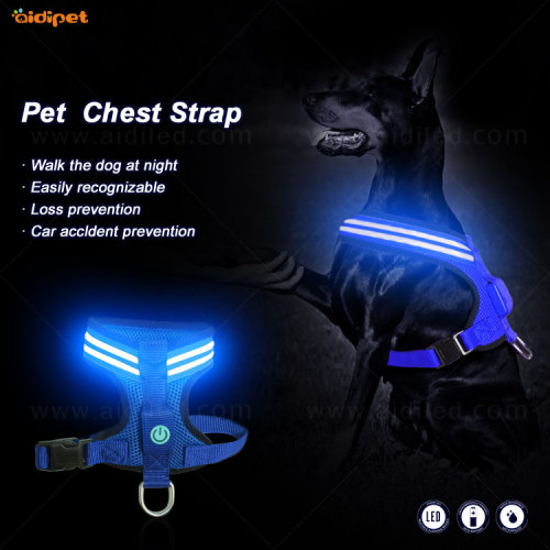 Wholesale Dog Leash Pet Collar  Flashing Led Light Up Dog Harness Vest  Outdoor Custom Harness for Dogs