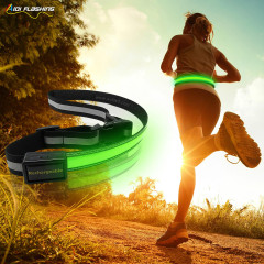 LED Light up Flashing Waterproof Running Belt USB Rechargeable Sport Waist Bag with Zipper