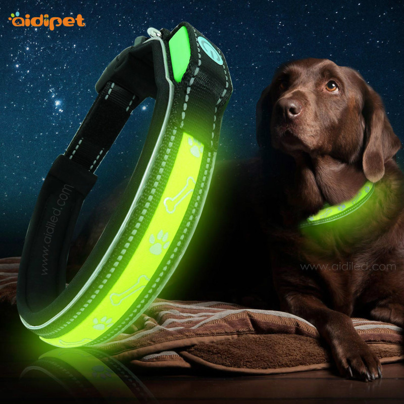 Charm Safety Led Pet Dog Collar Light up CR2032 Good Quality AIDI Dog Led Collar