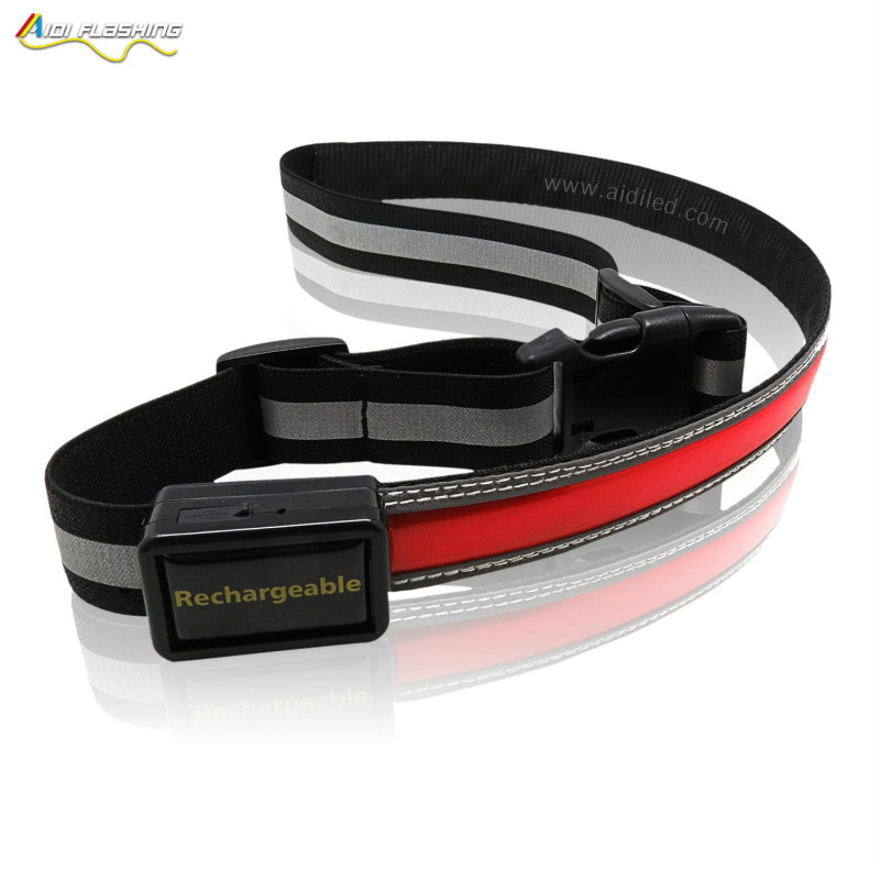 LED Light up Flashing Waterproof Running Belt USB Rechargeable Sport Waist Bag with Zipper
