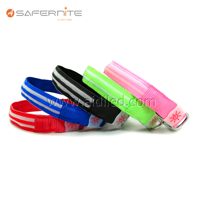 Waterproof Colorful Pink Dog Collar with Led Glow Flashing Pet Dog Collars ABS Buckle Bright Dog Collar