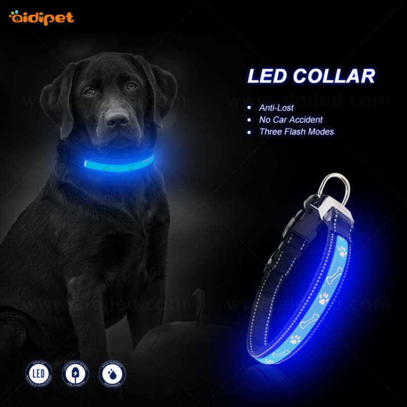 Attractive Design Christmas Led Light Up Dog Collar USB Many Times Using Glow Dog Collar at Night