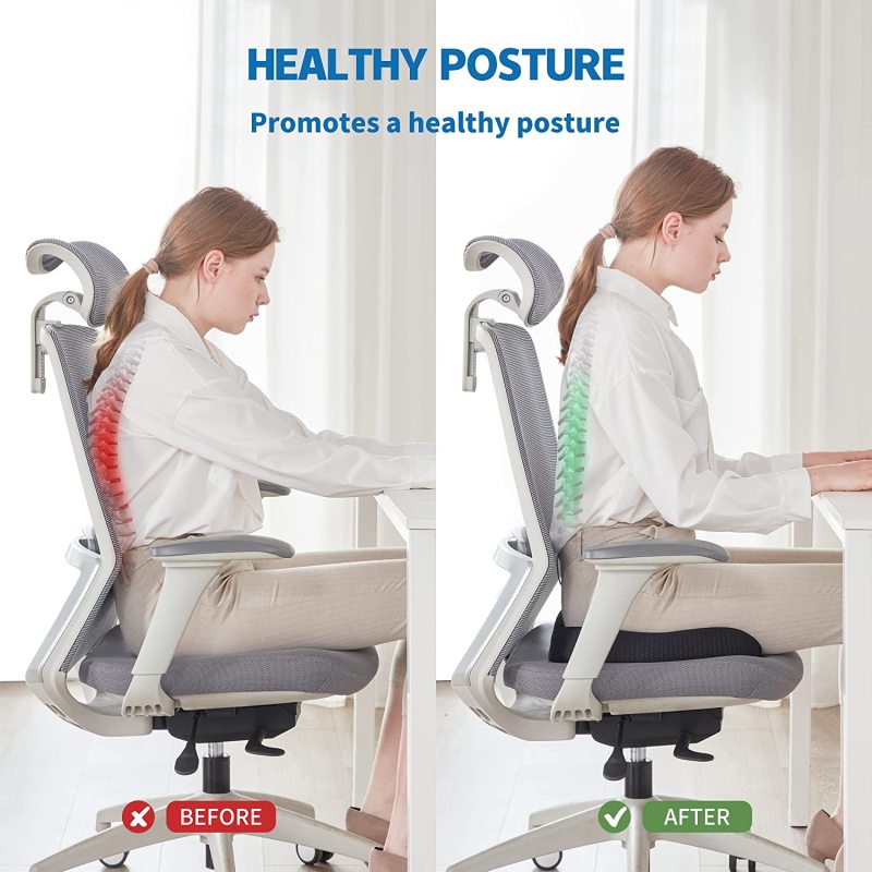 Seat Cushion For Back Pain Coccyx Memory Foam Butt Pillow TailBone Sciatica,  Gel