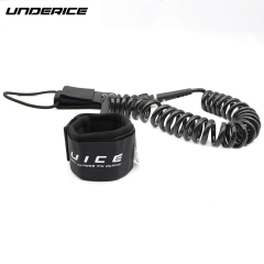 UNDERICE Classic Black Silk Printing Logo Coild Rope Surf Leash For Surfboard