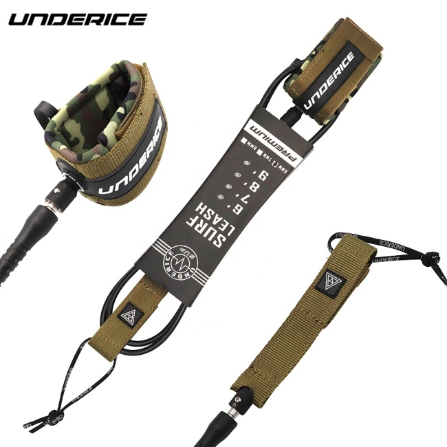 UNDERICE Good Quality Army Green Custom Surfing Design Straight Surfboard Foot Leash For Surf Board Accessories