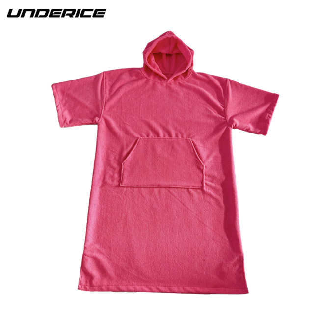 Custom 100% Polyester Microfiber Pink Beach Poncho Women Kids Surf Poncho Towel