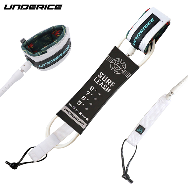 UNDERICE White Coclor 7MM  7FT Straight  Pro Surf Leash Surfboard Leash