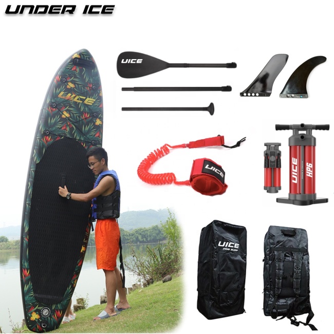 10'6''x32''x6''/11'x33''x6'' UICE  Inflatable Sup Stand Up Paddle Board ISUP board with triple action pump&fiberglass paddle