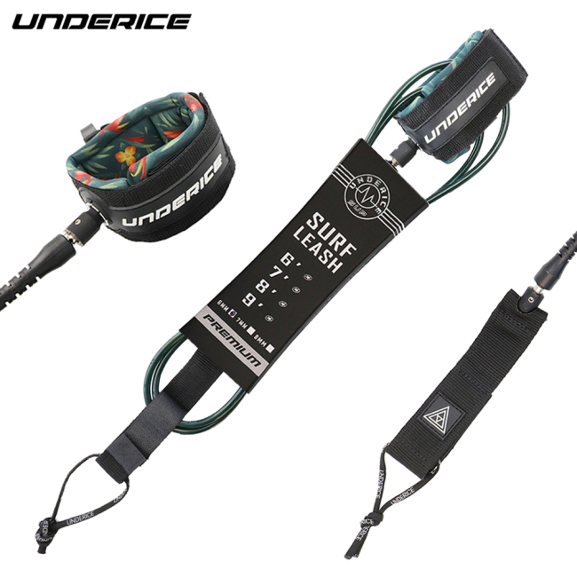 UNDERICE  Blackish Green Color 6mm 6ft Straight Surfboard Leash Surfboard Foot Rope With Ankle Cuff Ready To Ship