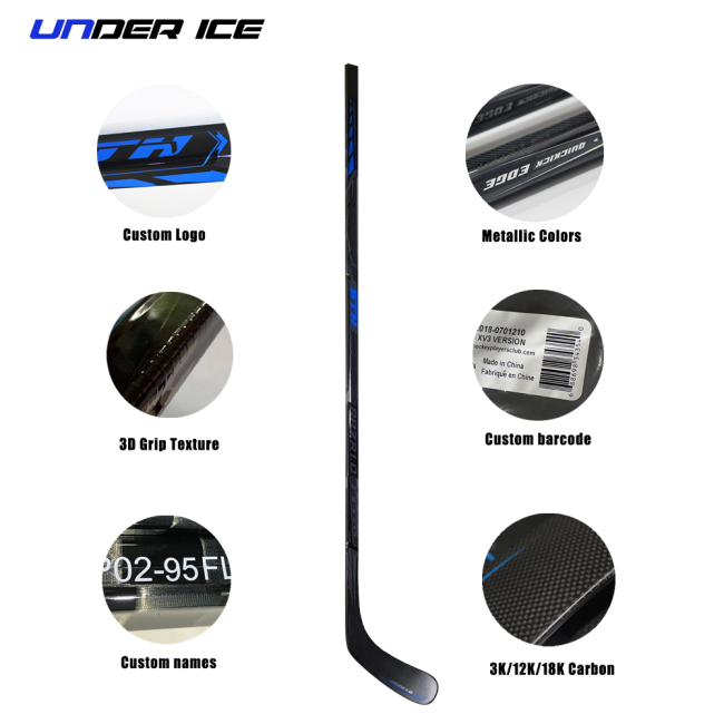 415g Affordable Luxury Carbon Fiber Hockey Stick  Senior 65'' 66'' 100% Carbon Ice Hockey Stick Customized Logo