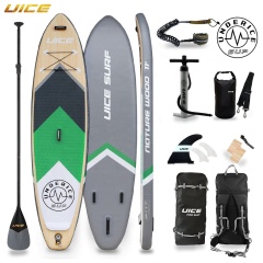UICE Nature Green Wood Design inflatable Sup Stand Up Paddle Board ISUP air board for paddling and fishing