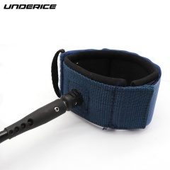 Best quality Navy color isup coild leash 7mm/8mm 9ft/10ft with pvc logo for sup paddle board